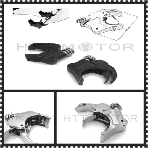 Free shipping motorcycle parts 2X Chrome 39mm Forks Quick Release Windshield Clamps For Harley Davidson Dyna Sportster black