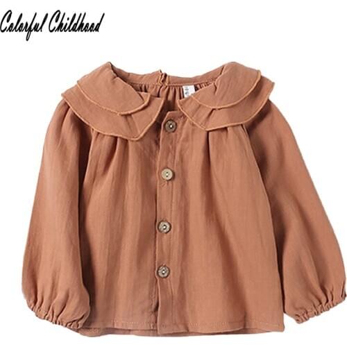 Baby Girls Blouse Ruffles Collar Cotton&linen Shirts Toddler Infant Kid Girls Sweet Match Tops&tee Childrens Autumn Costume