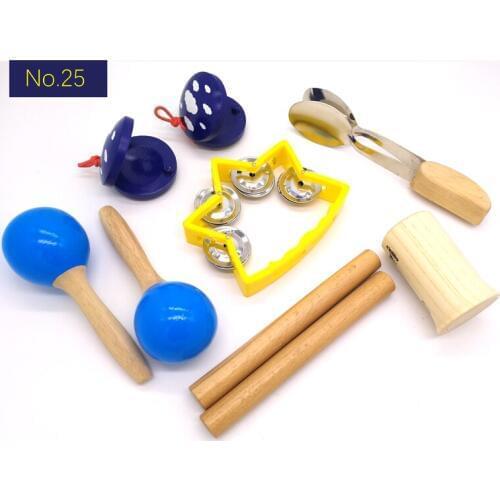 BIG SALE 6pc new musical instruments toy set wooden percussion instruments for baby preschool kids music rhythm educational