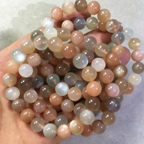 PINK SUNSTONE round 8/10mm nature bracelet 7.5inch wholesale beads FPPJ Xmas gift