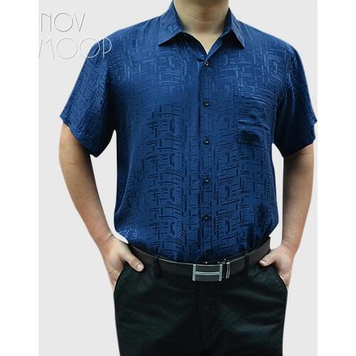 5 Colors solid natural silk business shirts short sleeve plaid jacquard shirt chemise homm camiseta masculina LT1505 FREE SHIP