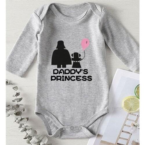 Printing Daddys Princess Children Jumpsuits Baby Onesie Newborn Girl Outfits Infant Boy Clothes Toddler Boy Winter Costume