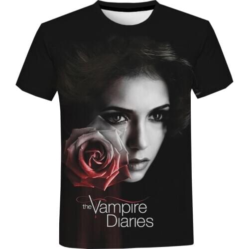 Horror TV Series T-Shirt The Vampire Diaries 3D Printed Streetwear Men Women Fashion Oversized T Shirt Harajuku Tees Tops Unisex