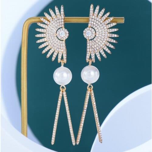 GODKI Trendy Simulated Pearl Long Drop Earrings For Women Wedding Party Indian Dubai Bridal Jewelry boucle d'oreille femme Gift
