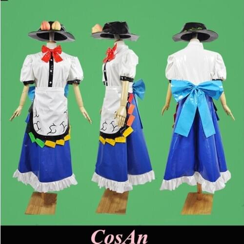 Game Touhou Project Hinanawi Tenshi Cosplay Costume Fashion Patent Leather Uniform Dress Full Set Role Play Clothing Custom-Make