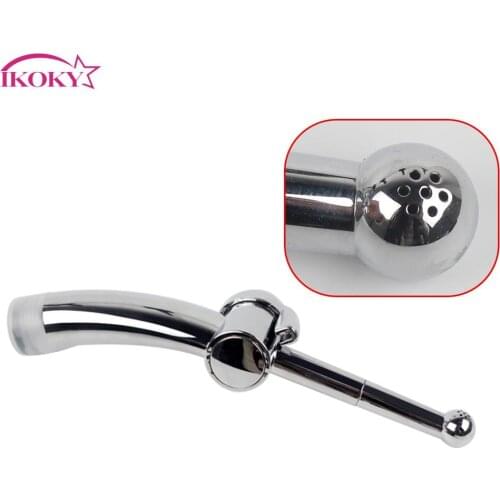IKOKY Enema Silver Sex Toys for Men And Women Vaginal and Anal Rinse Sex Cleaning Shower 7 Hole Anal Douche Enemator