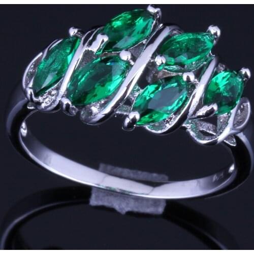 Pleasant Green Cubic Zirconia Silver Plated Ring V0128