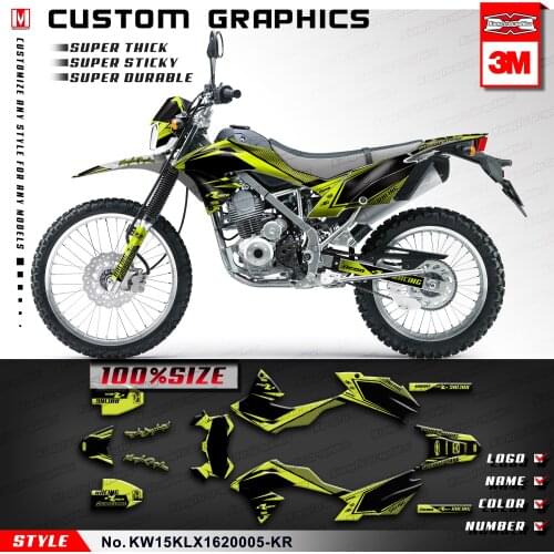 KUNGFU GRAPHICS MX Decals Dirt Bike Stickers Vinyl Wrap Kit for KLX150BF KLX150 BF 2016 2017 2018 2019 2020, Black and Yellow