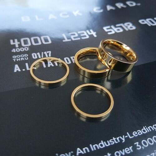 LETAPI High Quality Fashion Simple Gold Color Stainless Steel Wedding Rings 2mm 4mm 6mm 8mm Width Finger For Women Jewelry Gifts