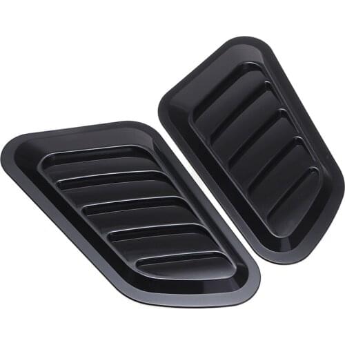 Mayitr 2pcs Black Car Front Engine Air Flow Intake Turbo Bonnet Vent Cover Hood DIY Moulding Parts