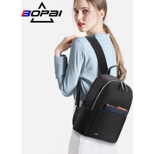 BOPAI Fashion Backpack Multifunctional Girl Portable Travel Bag Female Small Schoolbag Badge Women Business Backpacks Laptop Bag