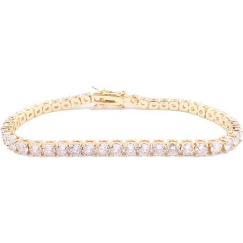 Men women hip hop bracelets 1 row tennis chain brass aaa cz cubic zircon rap iced out bling gold silver color gift jewelry