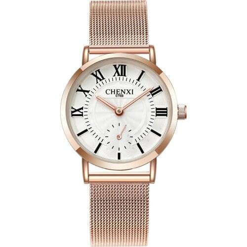 2019 New mesh band Couple Luminous hands Watch Rose gold Round Dial Plate mens quartz watch