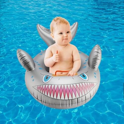 2021 New Summer Children Inflatable Swimming Ring Little Girls Boys Funny Cartoon Shark/Whale Shape Seat Swim Ring with Handle