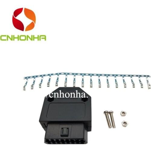 OBD2 16 Pin Female Connector Diagnostic OBD II Plug Adapter Connector With Full Pins Terminal