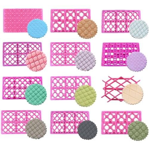Plastic Printing Biscuits Cake Cookie Cutter Fondant Lace Cake Decoration Petal Quilt Embosser Mold Cake Tools Pastry Baking Hot