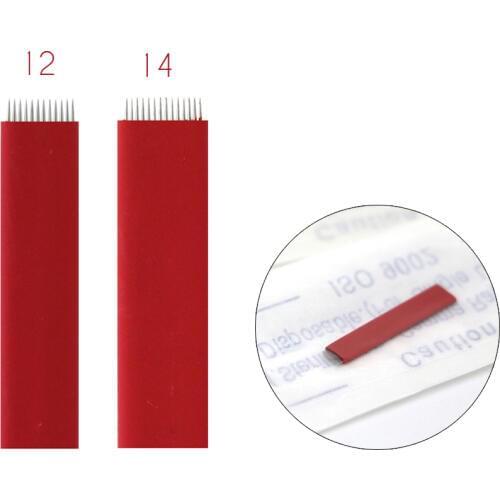 Flat Shading Blades 12/14 Microblading Needles Disposable Sterile Permanent Eyebrow Makeup Tattoo Needles Microblading Blades
