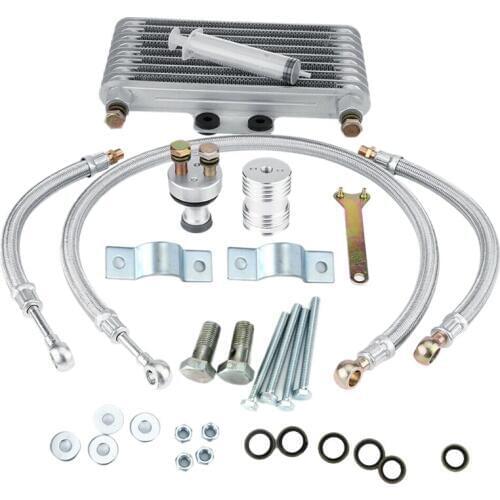 Motorcycle Engine Oil Cooler Cooling Radiator Kit 125Ml Aluminum Silver for Honda CB CG Engine