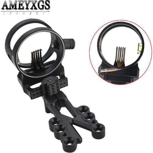 Adjustable 5 Pins Sight Compound Bow 0.019" Fiber Optics Micro Adjust Sight With Aiming Light For Hunting Shooting Accessories