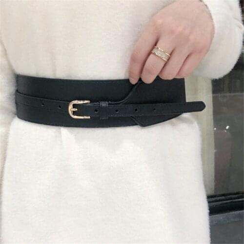 Women Dress Belt Fashion Coat Leather Belt For Women Pin Buckle Cowhide Leather Women Belts Mid-waisted Wide Belt