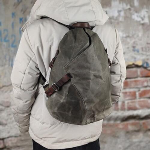 New Large Capacity Canvas Backpack Retro Big Crossbody Bag Vintage Men Rucksack Waxed Canvas Outdoor Backpack Vintage Style