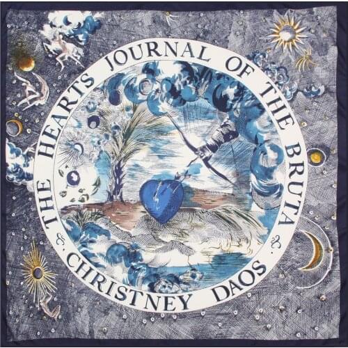 Silk Scarf Women Sky Heart Print Square Scarves Head Echarpes Silk Foulards Femme Wraps Beach Shawl Bandana Lady Hijabs 90CM