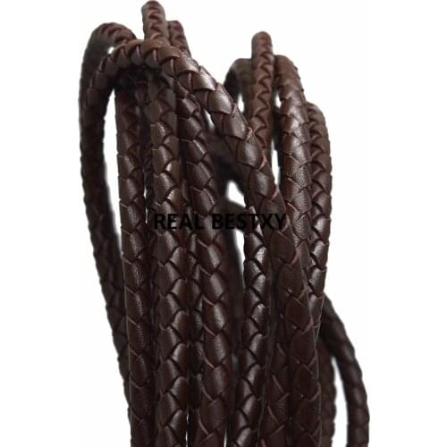 5m/lot approx 5mm Genuine Leather Rope For DIY Bracelet Jewelry Making Braided Brown Leather Cord Findings Bracelets Access