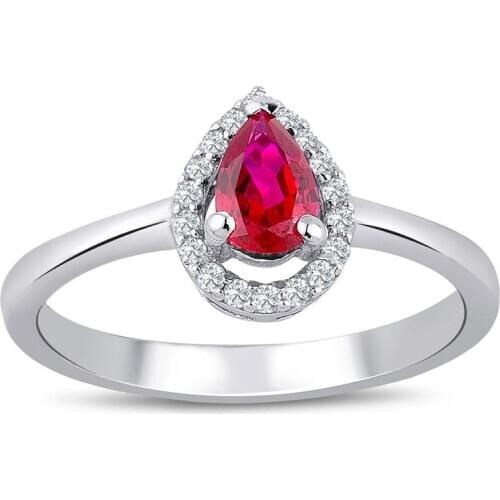 Symbol Gold 0.66 Carat Diamond Ruby Ring Baguette Chic Jewelry LoverRings Engagement Anniversary Wedding For Women