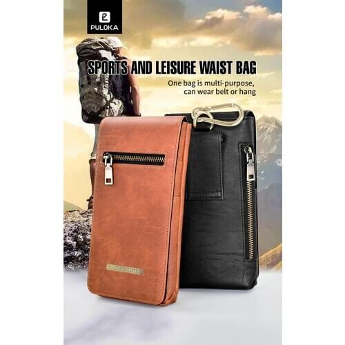 Universal Phone Bag Pouch For Samsung iphone Huawei Xiaomi hanging waist zipper wallet clip holder custom protective leather cas