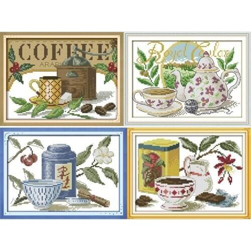 Everlasting Love Coffee Artistic Conception Chinese Cross Stitch Kits Ecological Cotton Fabric Christmas Decorations For Home