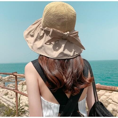 YQYXCY New Summer Sun Protection Sunscreen Sun Hat Bow Sunshade Hat Uv Fishermans Hat Foldable Sunhat