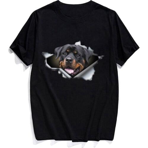 Funny Rottweiler Dog Cotton T-shirt Fashion Brands Summer Cool Short Sleeve Harajuku Funny T-shirt Men Woman Casual Tee Tops