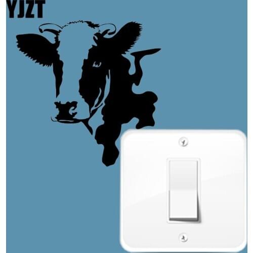 YJZT Animal Cow Head Wall Decal Switch Sticker Funny Cartoon 17SS0010