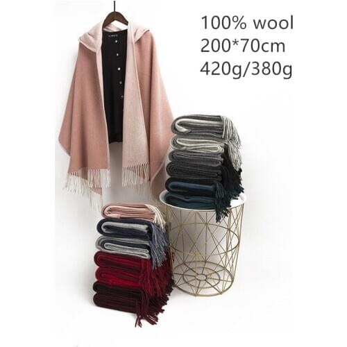 Naizaiga 100% wool two side big size thicken poncho pashmina winter warm shawl , JY105