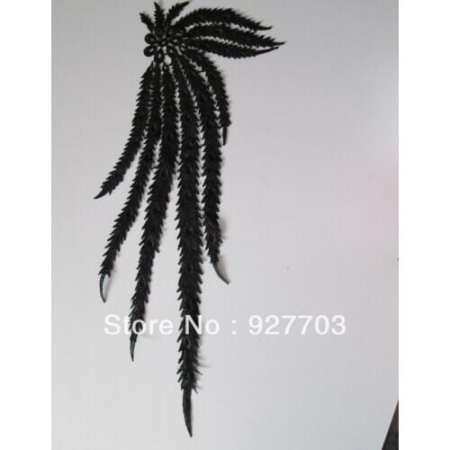 1 X Long Black or White Feather Motif Venise Lace Trim Lady Dress Decoration