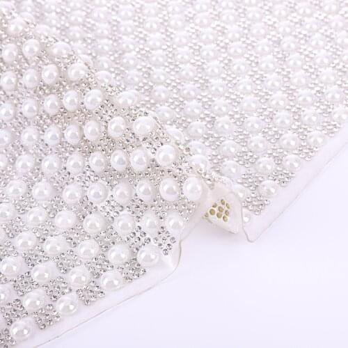 1Pcs 40*24CM Pearls Self-Adhesive Hotfix Rhinestone Sticker For DIY Garments Accessories Handmade Furniture Decoration