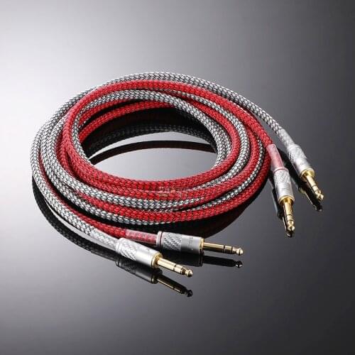 1Pcs large three-core fever hifi audio cable 6.5/6.35mm shock absorber net heat shrinkable tube balance stereo pair recording
