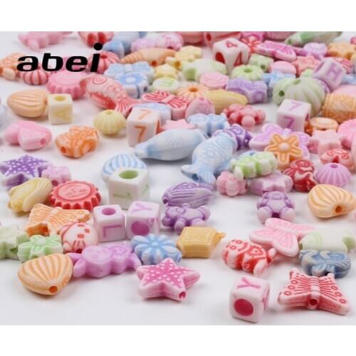 100pcs Mix Flower Heart butterfly Seastar shell Beads Resin Loose Bead DIY Handmade Crafts Sewing Accessories