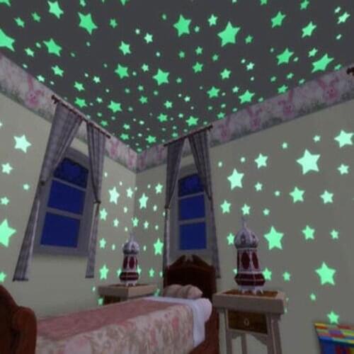 100PCs/ Bag Luminous Stars Fluorescent 3D Wall Stickers For Kids Rooms Glow In The Dark Poster Home Decoration Accessories