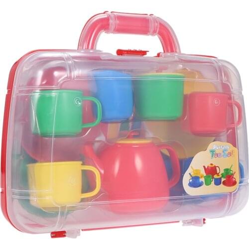 2 types Tea Set with Carrybag Teapot Bowl Pastel Colours Plastics Toys Pretend Play Toys Early Learning for Kids