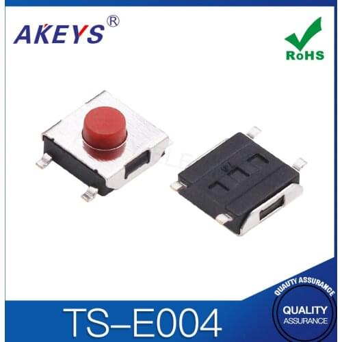200PCS TS-E004 6.2*6.2 Momentary tact switch 4 pin SMD/SMT type red top mini switch