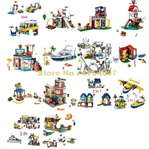 3in1 camper boat ship house crocodile plane tree van skating room hut ski snow resort carousel store shop Toy