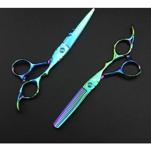 6 inch green hair scissors High Quality Hair Salon Scissors Barber Hairdressing Shears Professional Hair Slide Cut Scissors