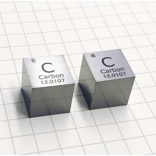Free shipping 6-sided Mirror Polished Double-sided Engraved 10mm Carbon Cube C≥99.99