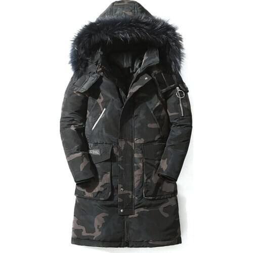 Big Real Fur Hood Long Puffer Jacket Men Winter 90% Duck Down Parkas Outwear Down Jackets Male Thick Down Overcoat JK-818
