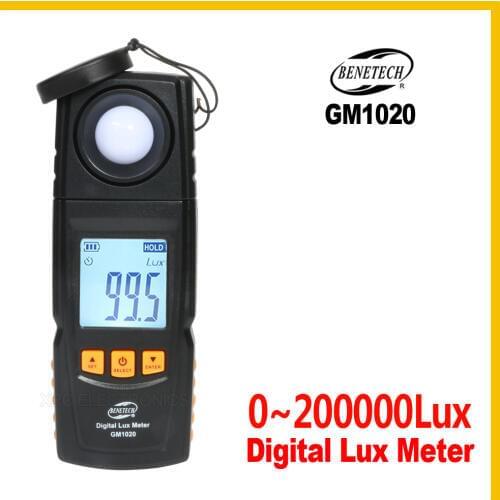 Digital Lux Light Meter USB LCD backlight Display Handheld Photometer Up to 200,000 Lux Meter GM1020 -BENETECH