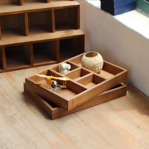 Wooden Organizer Tray Retro Storage Holder Wood Case Pallets Large Cosmetic Box Decorative Storage Boxes Wooden Box