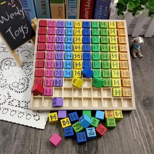 Baby wooden Toys 99 Multiplication Table Math Toy 10*10 Figure Blocks Baby learn Educational montessori gifts free shipping