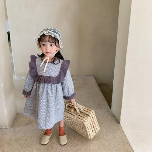 Kids Dresses For Girls Cotton Plaid Toddler Girls Dress Autumn Baby Girls Dresses Cotton Princess For 1st Birthday Party Clothes