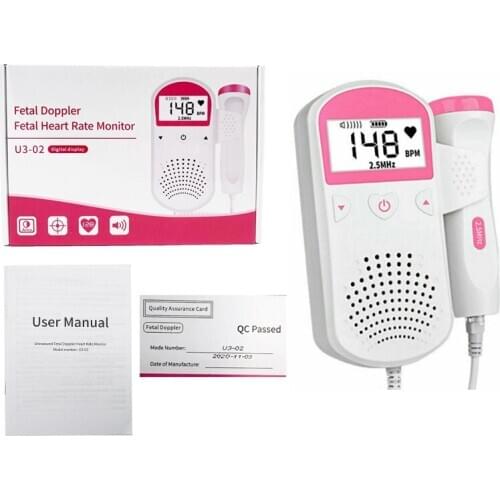 2.50MHZ Home Pregnant Pocket Fetal Doppler Ultrasound Baby Heartbeat Detector Doppler Baby Heart Rate Monitor